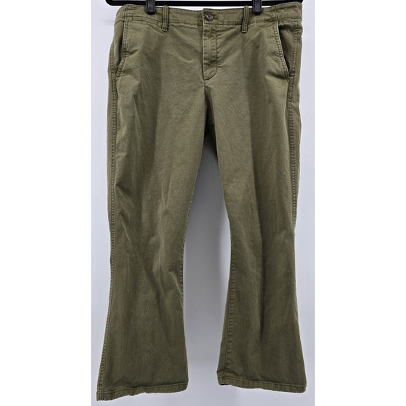 GAP Pants - GAP Womens Sz 10R Crop Kick Flare Pants Olive Green Stretch Cropped Grunge